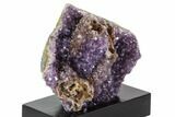 Wide, Purple Amethyst Crystal Cluster On Wood Base - Uruguay #101462-2